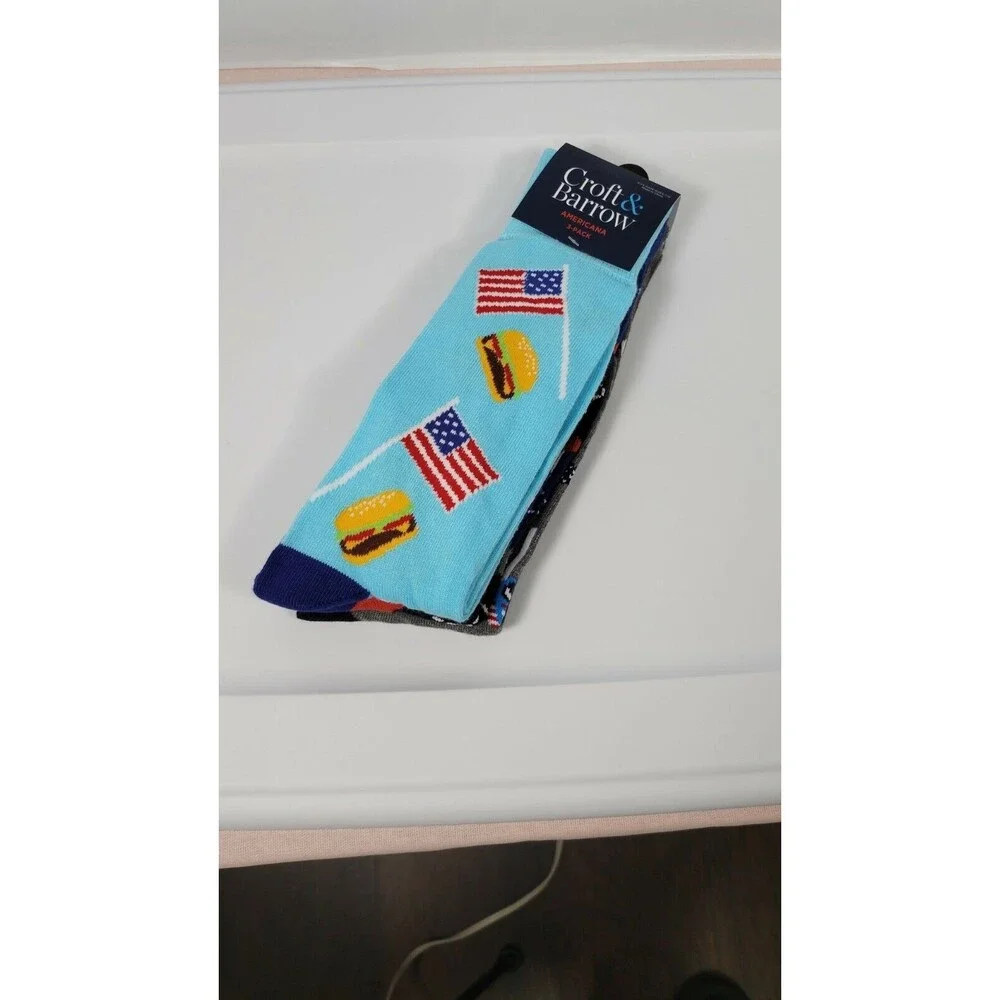 Croft & Barrow AMERICANA 3-PACK 993 CLR ASST Men's Socks Patterned Novelty